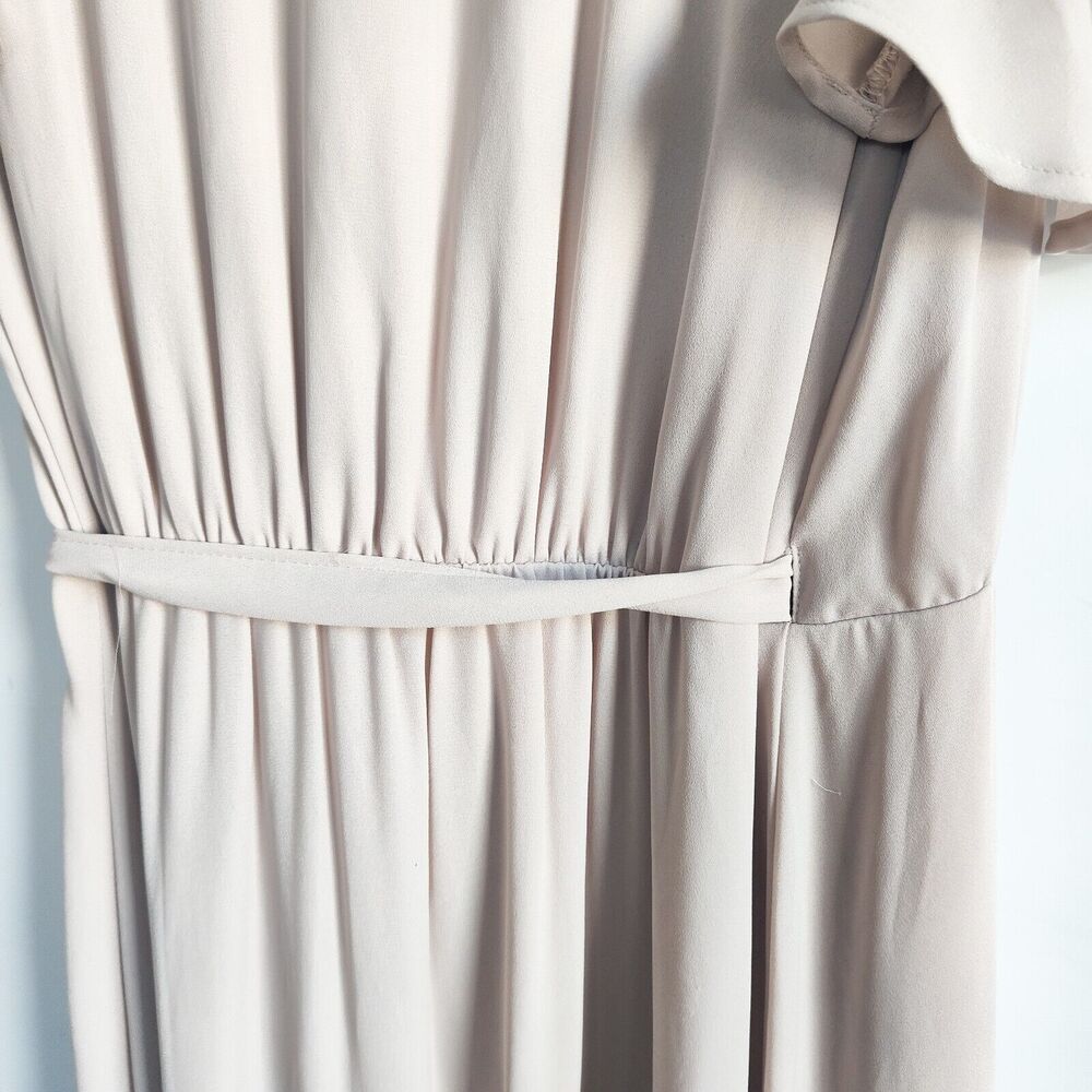 Show Me Your MuMu Sophia Wrap Dress Beige‎ Small Show Me The Ring Crisp Chiffon - Picture 9 of 14
